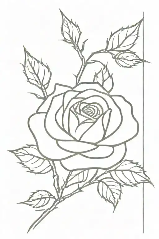 Single Stem Rose With Leaves And Thorns