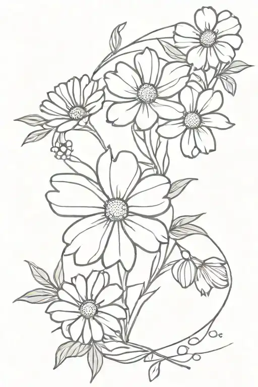 Daisy Holly Cosmos Flower Bouquet Tied