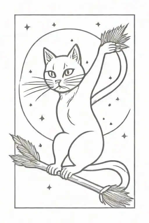 Cat On Broom