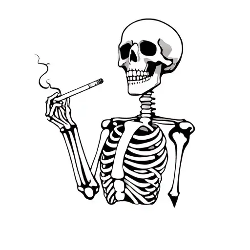Skeleton Smoking A Cigarette