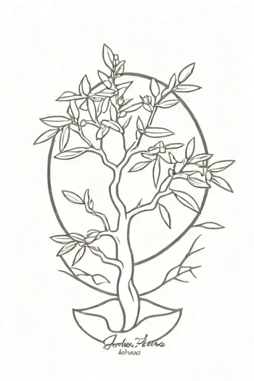 Olive Tree And Tanit Carthage Symbol
