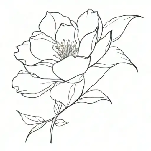 Blue Ink Thick Line Flower Outline