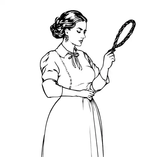 A Minimalist Silhouette Of A Secretary Holding A Whip