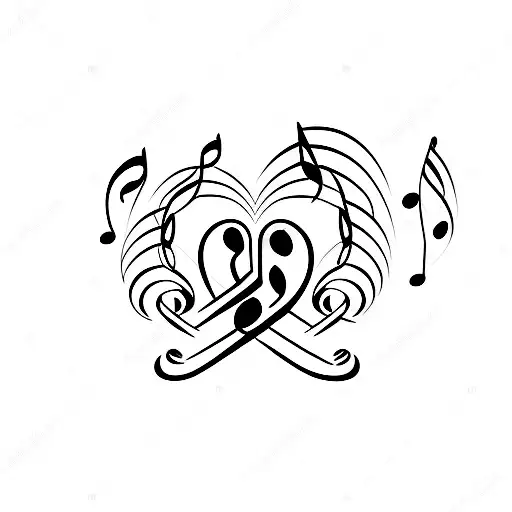 Musical Notes Forming A Heart-shaped Family Tree