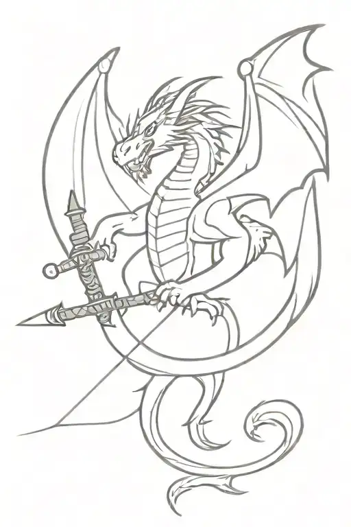 Dragon Twisting Around A Sword