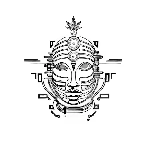 A Mesmerizing Cyber Tribal Tattoo With An Innovative Representation Of The Marijuana Plant