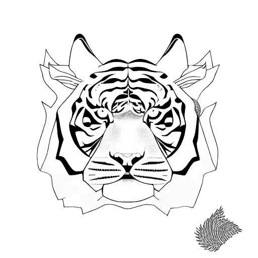 A Continuous Line Drawing Of A Tiger In A Minimalist Style