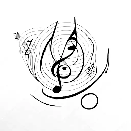 A Minimalist Tattoo Of A Music Note Intertwined With A Rose