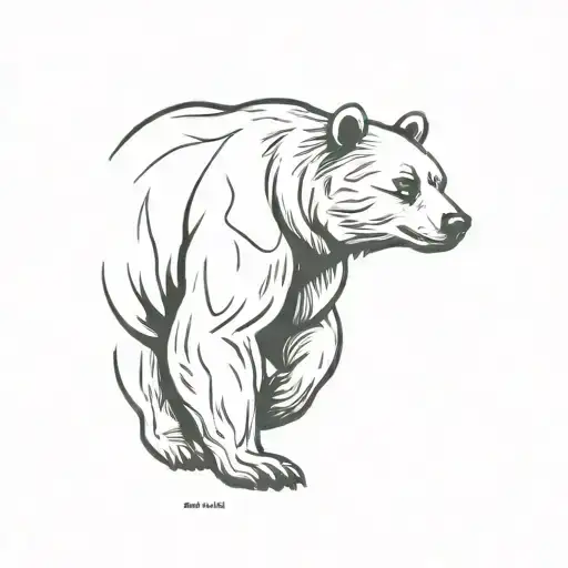 L Playing Half Body Black Bear Silhouette Color Tatto