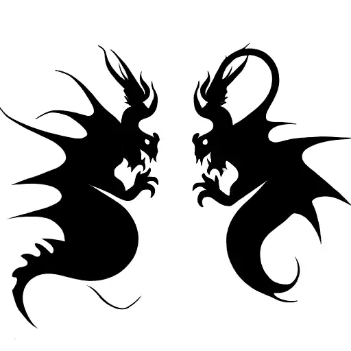 Two Dragons Red Black