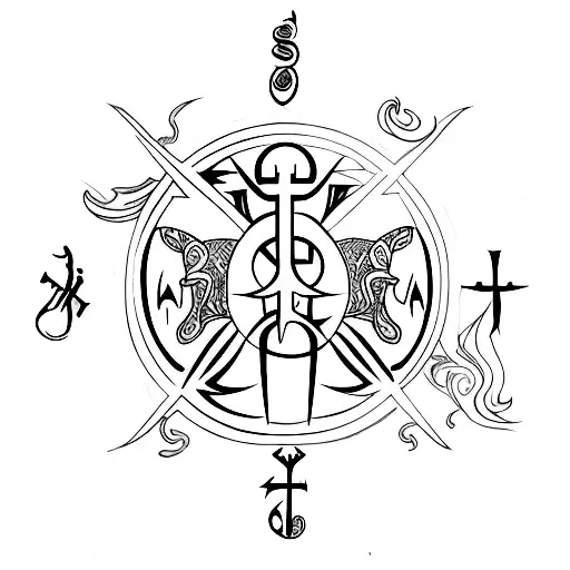 Spine Tattoo Cross And Pisces Zodiac Symbol