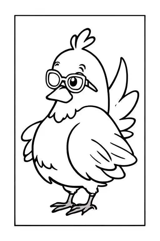 Cartoon Chicken Wearing Sunglasses