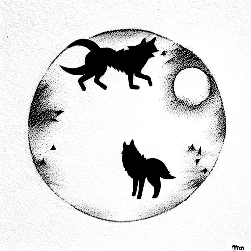 The Wolves Hati And Mani And Moon