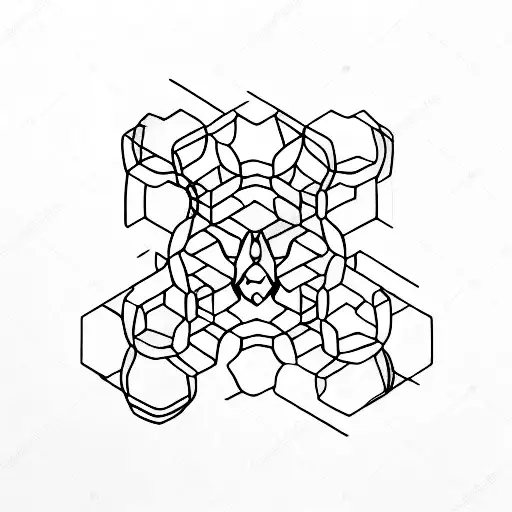 A Minimalist Tattoo Of A Hexagonal Wood Carving Tool With Coffee Beans Inside