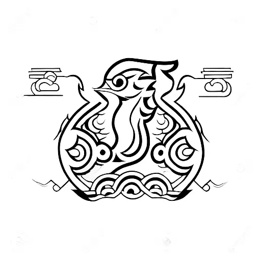 Chinese Symbol With Chicken Icon