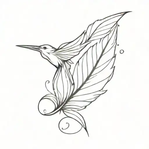 A Minimalist Tattoo Of A Leaf Transforming Into A Delicate Mechanical Bird In Flight
