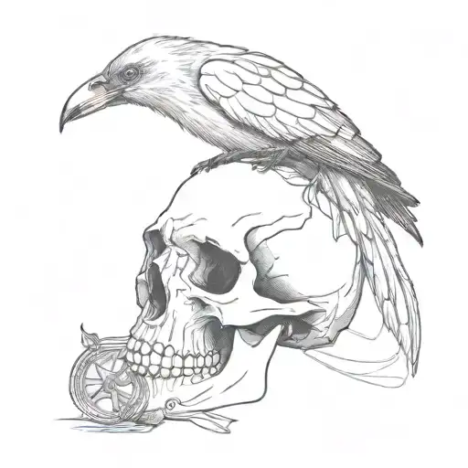 Crow Skull With Coin