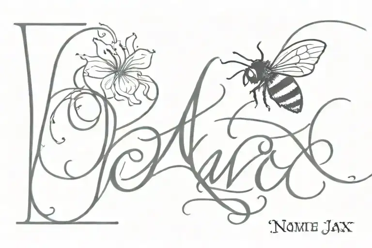 Name Jax In Lower Case Cursive With Bumble Bee