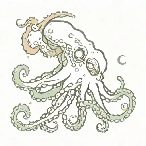 Watercolor Space Octopus Steam Punk