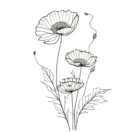 Poppy Flower And Dandelion Flower