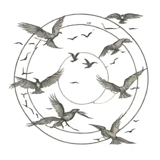 Circle Of Crows Flying Ourobouros Design