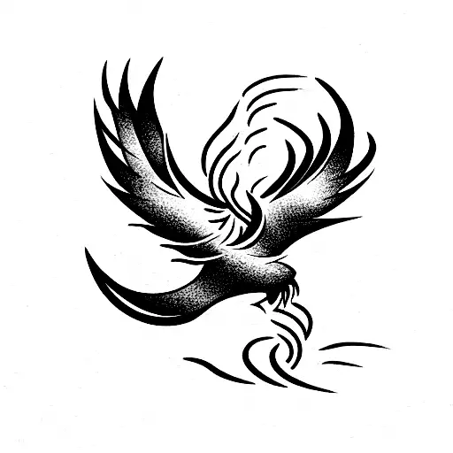A Creative Image Of The Phoenix And The Sea