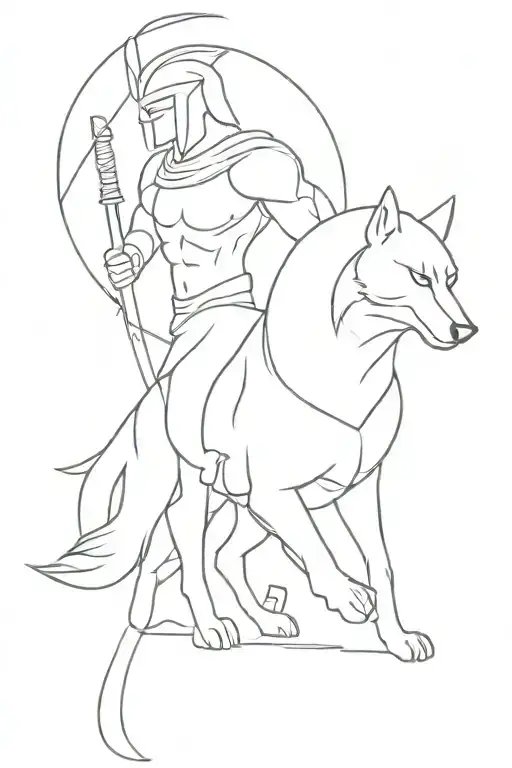 Spartan Warrior With A Wolf And Lua