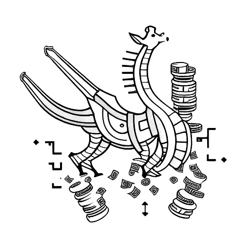 A Mechanical Cervidae Surrounded By Stacks Of Money