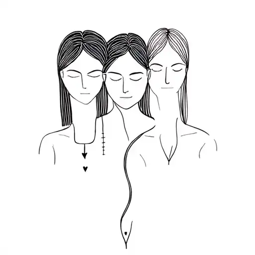Trio Friendship Line Art Inspired