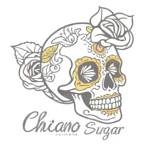 Chicano Sugar Skull With Words Sangre Latina Girl