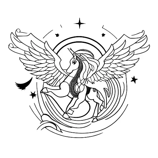 Pegasus Flying Above The Sun