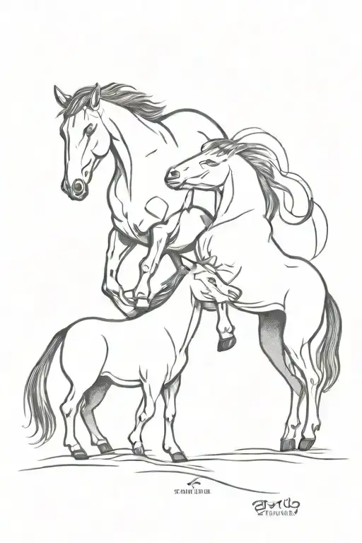 Simple Design Of A Horse And A Cow Fighting Each Other