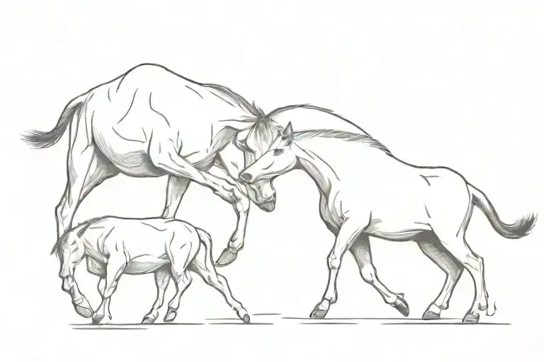 One Cow And One Horse Fighting Each Other So Badly