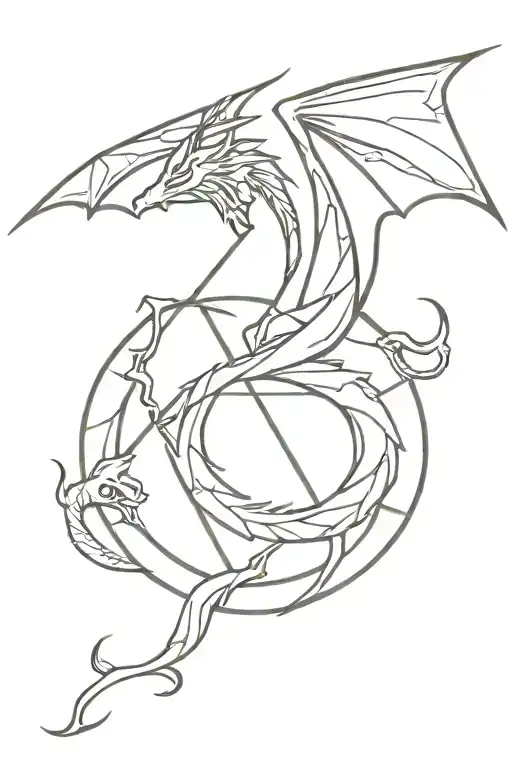 Dragon With Deathly Hallows Symbol