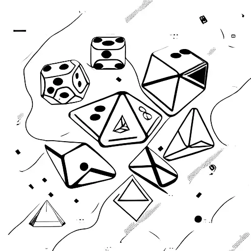 A Minimalist Tattoo Of A Fashion Runway With Dice Scattered On The Sides