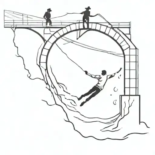 Bridge Burning With Person Diving Into The Water