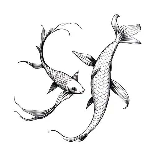 2 Koi Fish Swimming With Each Other