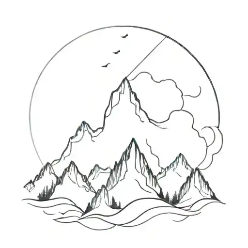 Mountain Scape Fine Line