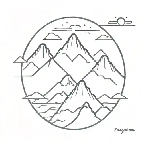 Mountain Scape Fine Line Tattoo Simple