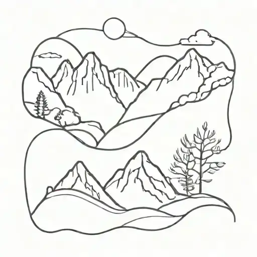 Mountains Line Tattoo Simple
