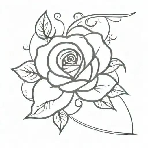 A Minimalist Tattoo Of A Rose Vine Intertwined With A Baby's Hand