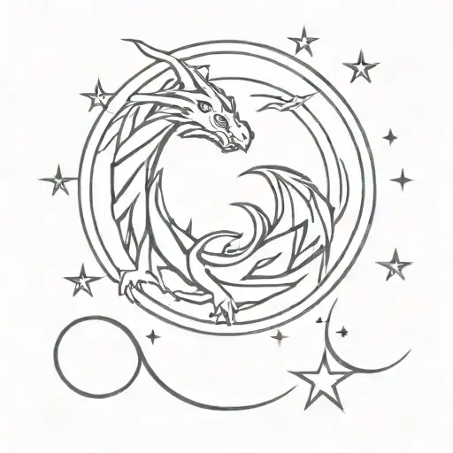 Dragon And Stars Forming A Line