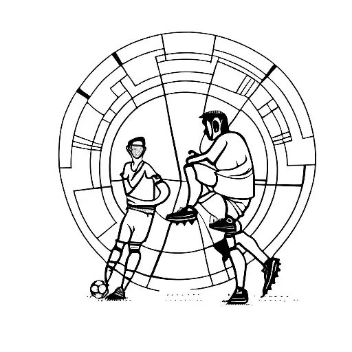 Two People Playing Soccer One Is Down On Knees Other One Helping Him Up