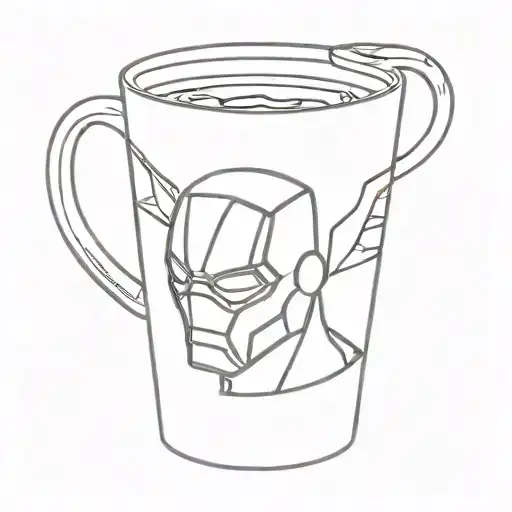 A Minimalist Coffee Mug With A Marvel Character Silhouette Inside