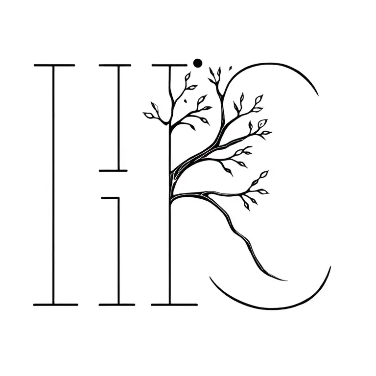 The Letter H With Tree Of Life