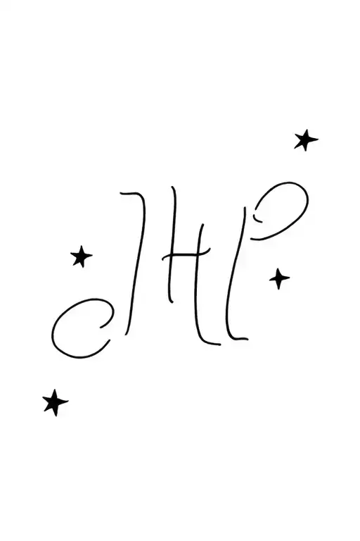 A Delicate H Surrounded By Small 3 Stars