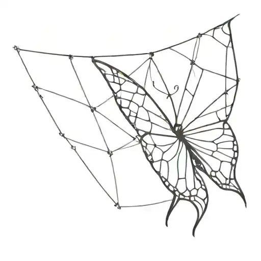 A Butterfly Trying To Free Itself From A Spider Web With Its Wing Injured