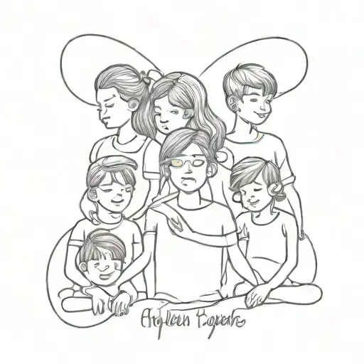 Line Art Tattoo Expressing Family With Eight Kids Names