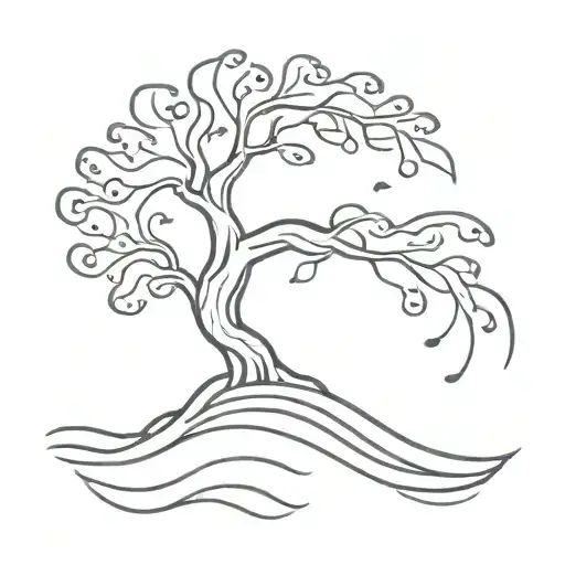 Tree Of Life Wind Blowing Wave Crashing Ocean Waves
