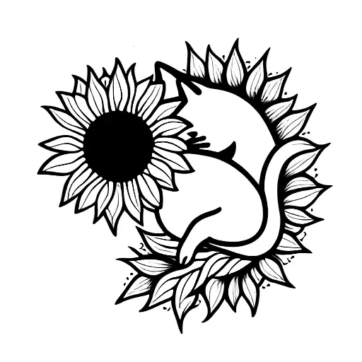 Cat With Sunflower
